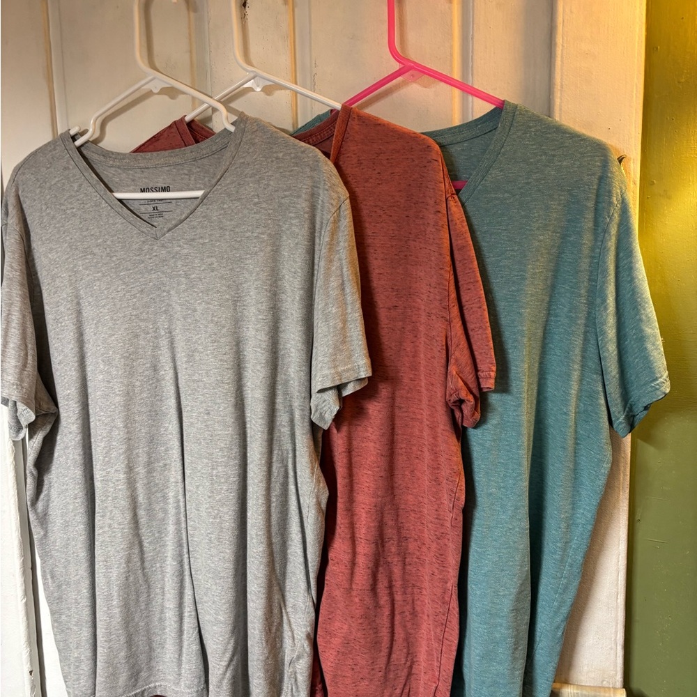 Mossimo Supply Co. Men's V‑Neck Tee Trio - Gray, Rust, Teal